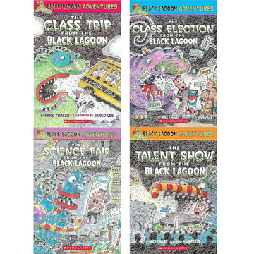 Black Lagoon Chapter Books #1-4 Box Set ; Class Trip, Talent Show, Class Election, Science Fair