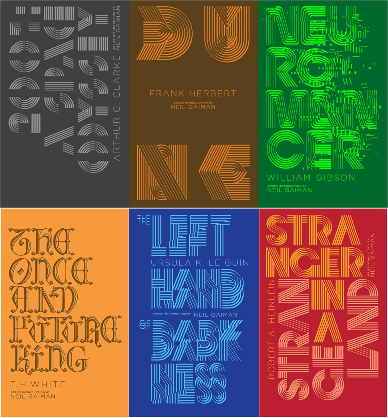 Penguin Galaxy Series 6 Books Set (Hardcover) - 2001: A Space Odyssey, Dune, Neuromancer, The Once and Future King, The Left Hand of Darkness, Stranger in a Strange Land