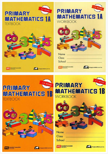 Singapore Math: Primary Mathematics Grade 1 SET(4 Books) - Textbooks 1A and 1B, Workbooks 1A and 1B (US Edition)