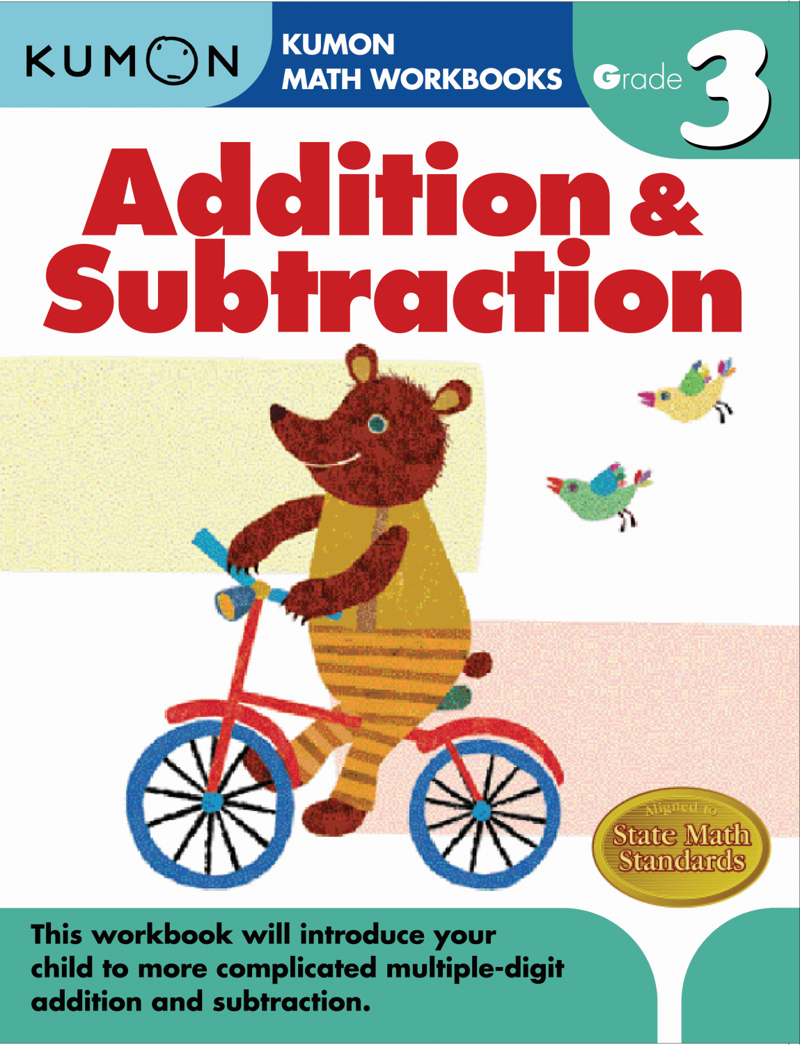 Kumon Math Workbooks Grade 3 Set (5 Books) - Addition & Subtraction, Multiplication, Division, Geometry & Measurement and Word Problem
