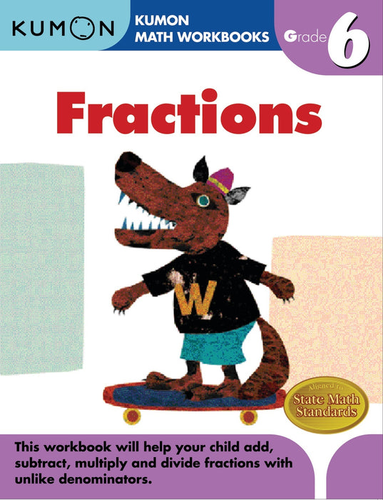 Kumon Math Workbooks Grade 6 Set (3 Books) - Fractions, Geometry&Measurement, Word Problems