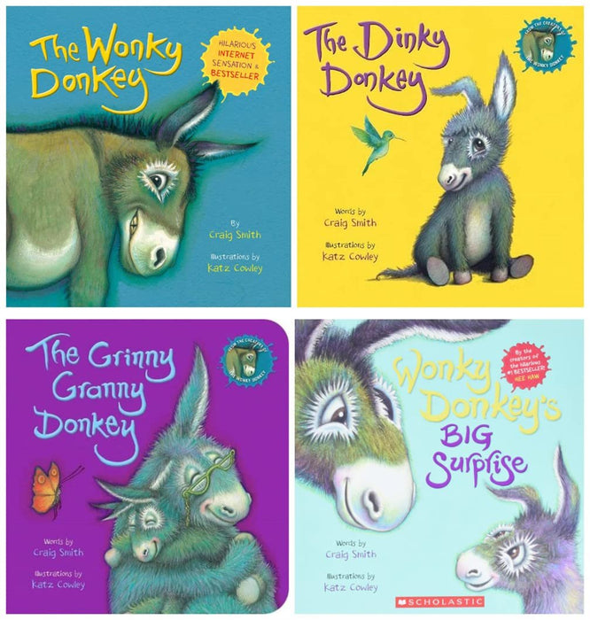 Wonky Donkey Series 4 Books Collection: The Wonky Donkey, The Dinky Donkey, The Grinny Granny Donkey, Wonky Donkey's Big Surprise (Paperback)