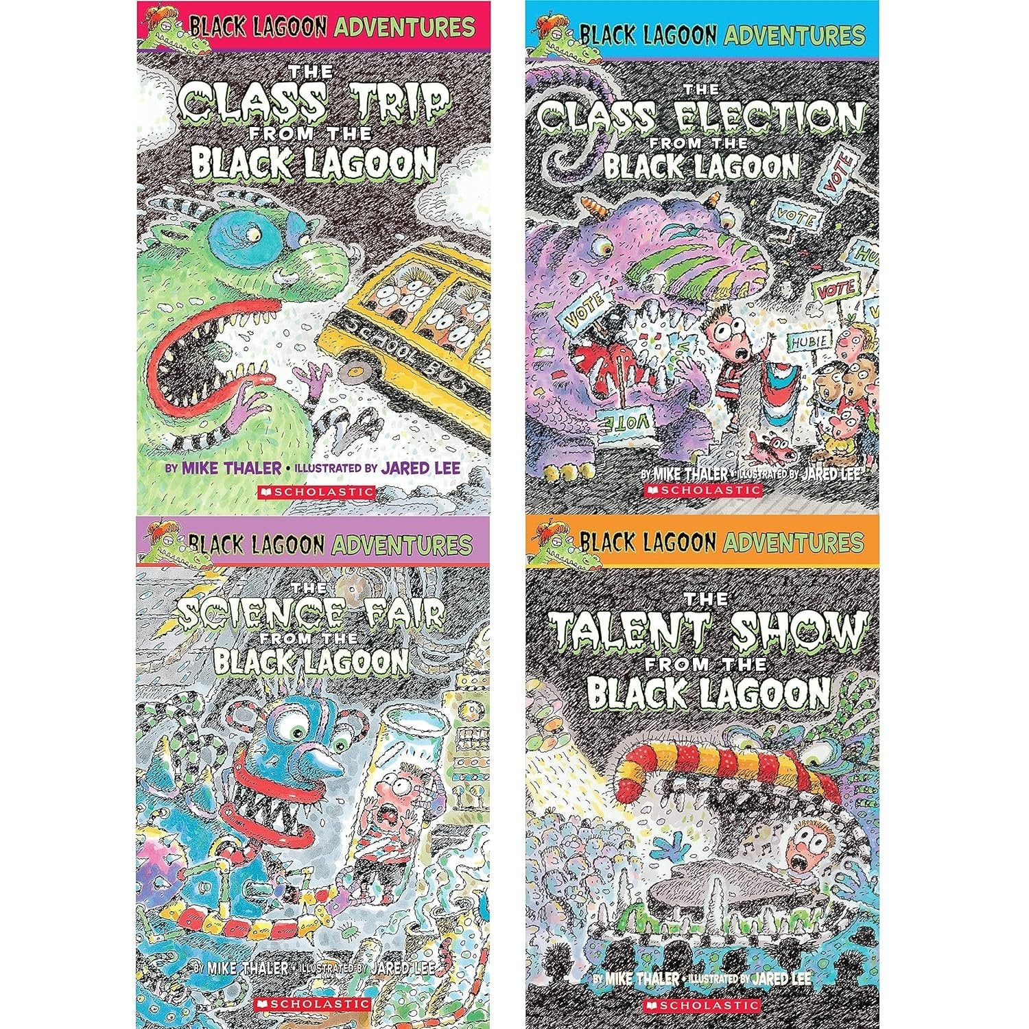 Black Lagoon Chapter Books #1-4 Box Set ; Class Trip, Talent Show, Class Election, Science Fair