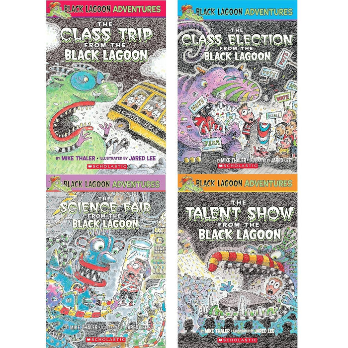 Black Lagoon Chapter Books #1-4 Box Set ; Class Trip, Talent Show, Class Election, Science Fair