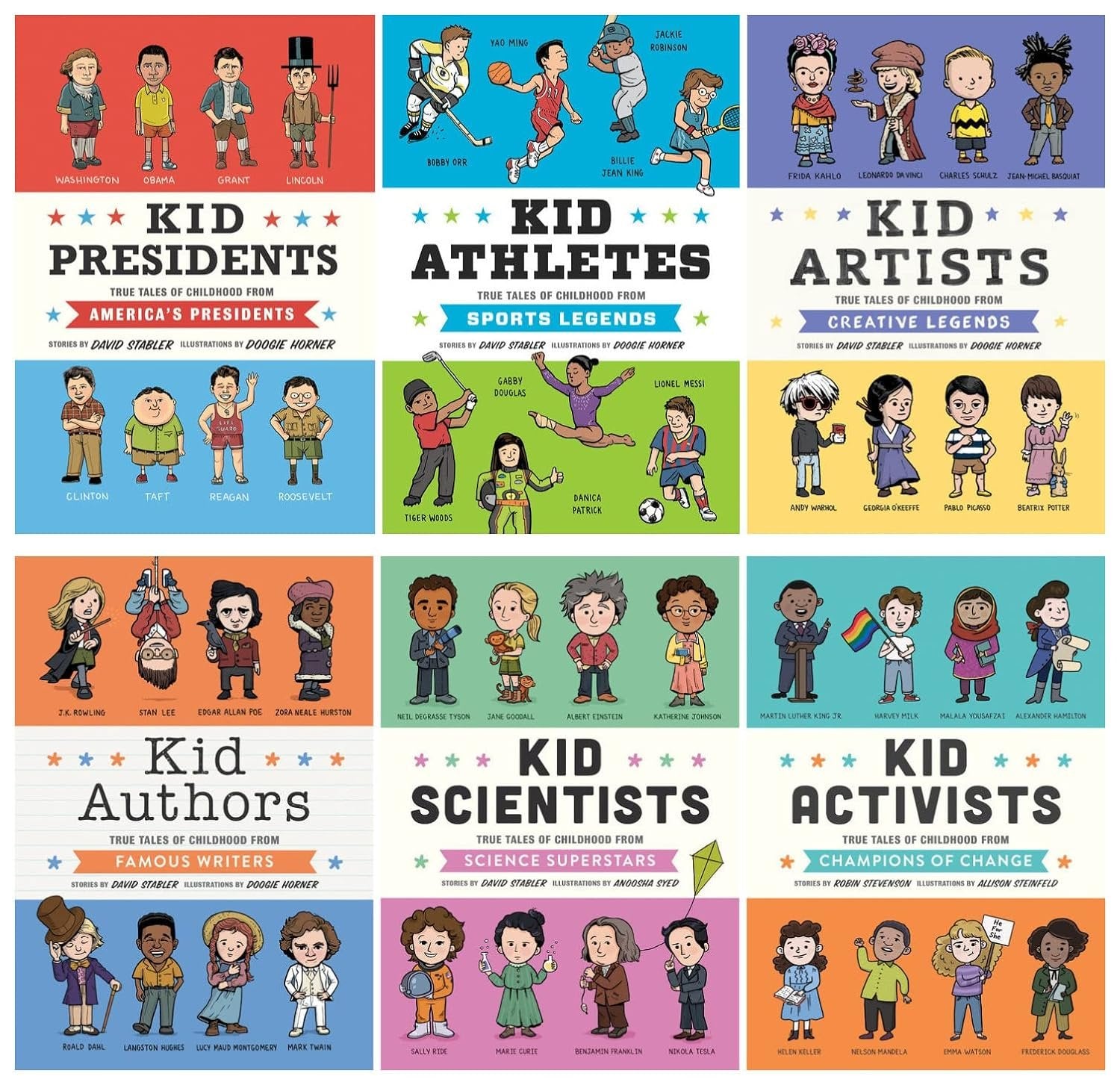 Kid Legends Series 6 Books Set - Kid Presidents, Kid Athletes, Kid Artists, Kid Authors, Kid Scientists, Kid Activists