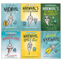 Narwhal and Jelly Series 6 Books Collection Set By Ben Clanton(Otter Friend, Unicorn of the Sea, Super Narwhal and Jelly Jolt, Peanut Butter and Jelly, Happy Narwhalidays, School of Awesomeness)