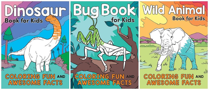 A Did You Know? Coloring Book Series 3 Books Set - Dinosaur Book, Bug Book, Wild Animal Book