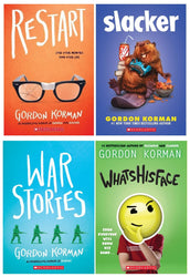 Gordon Korman Bestselling 4 Books Collection: Restart , Slacker, War Stories, Whatshisface