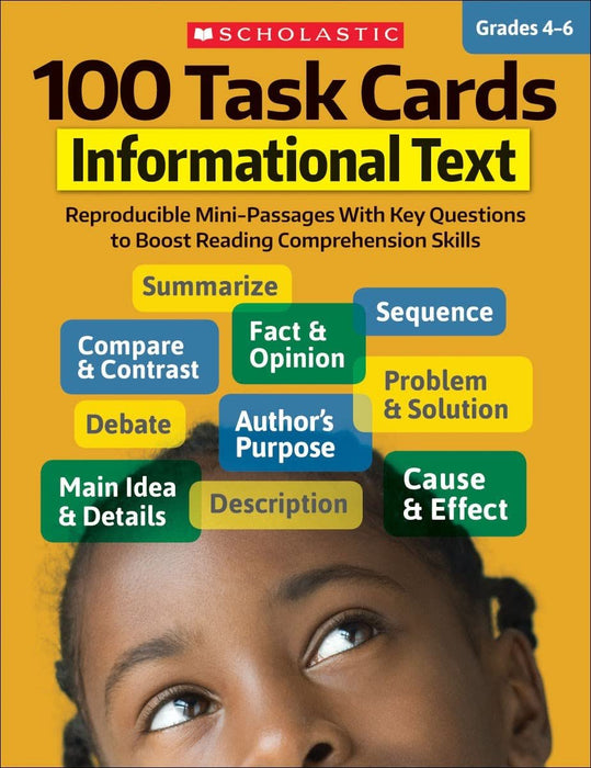 NEW SET! Scholastic 100 Task Cards Complete Workbooks Set for Grade 4-6 (6 Books) - Figurative Language, Making Inferences, Context Clues, Informational Text, Text Evidence, Literary Text