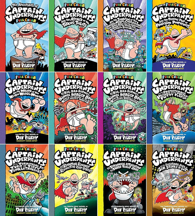 Captain Underpants Books 1-12 Complete FULL COLOR Collection (Hardcover)