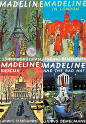 Set of 4 Madeline Books (Madeline ~ Madeline's Rescue ~ Madeline in London ~ Madeline and the Bad Hat)