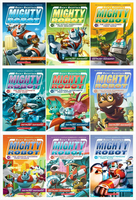 NEW ! Ricky Ricotta's Mighty Robot Books 1-9 Complete Series