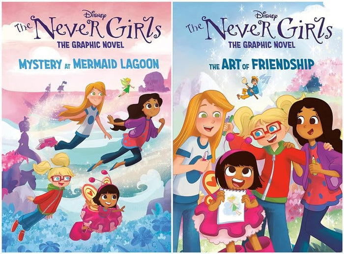 Never Girls Series Graphic Novel 2 Books Set - Mystery at Mermaid Lagoon, The Art of Friendship (Hardcover)