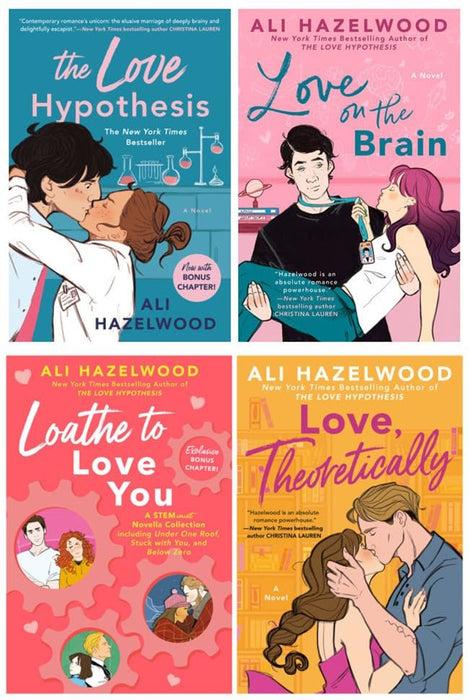 Ali Hazelwood Bestselling 4 Books Set - The Love Hypothesis, Love on the Brain, Loathe to Love You & Love Theoretically