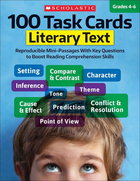 NEW SET! Scholastic 100 Task Cards Complete Workbooks Set for Grade 4-6 (6 Books) - Figurative Language, Making Inferences, Context Clues, Informational Text, Text Evidence, Literary Text