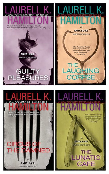 Anita Blake, Vampire Hunter Series 4 Books Set (#1 - #4): Guilty Pleasures, The Laughing Corpse, Circus of the Damned, The Lunatic Cafe