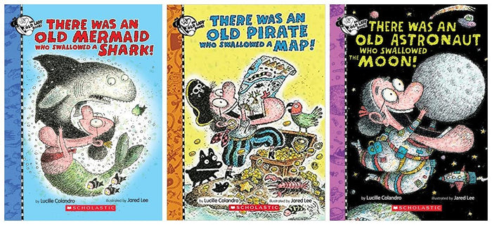 'There Was an Old Lady Who Swallowed' 3 Books Set (3 Hardcover Books) - Swallowed a Shark, a Map, the Moon