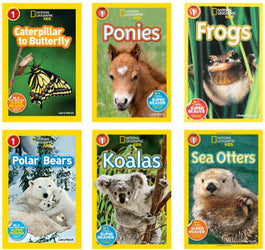 National Geographic Readers Level 1 : Caterpillar to Butterfly, Ponies, Frogs, Koalas, Sea Otters, Polar Bears - 6 Book Set