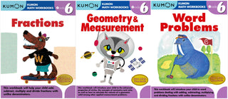 Kumon Math Workbooks Grade 6 Set (3 Books) - Fractions, Geometry&Measurement, Word Problems