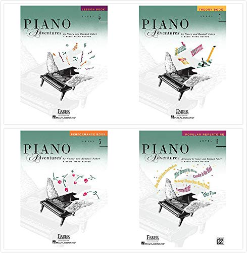 Faber Piano Adventures Level 5 Set (4 Books) - Lesson, Theory, Performance, Popular Repertoire