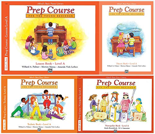 Alfred's Basic Piano Prep Course Level A Set (4 Books) - Lesson Book A, Theory Book A, Technic Book A, Notespeller Book A