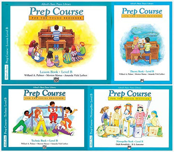Alfred's Basic Piano Prep Course Level B Set (4 Books) - Lesson Book B, Theory Book B, Technic Book B, Notespeller Book B