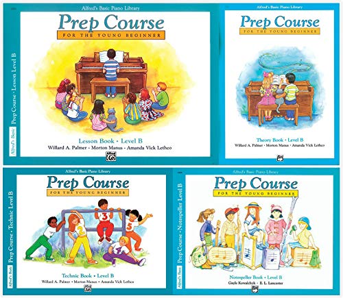 Alfred's Basic Piano Prep Course Level B Set (4 Books) - Lesson Book B, Theory Book B, Technic Book B, Notespeller Book B