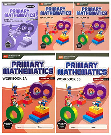 Singapore Primary Mathematics Level 5 KIT + Answer Booklet (Common Core Edition)--Textbooks 5A and 5B, Workbooks 5A and 5B and Answer Key Booklet
