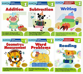 Kumon Grade 1 Complete Set (6 Workbooks) - Addition, Subtraction, Geometry&Measurement, Word Problems, Reading, Writing