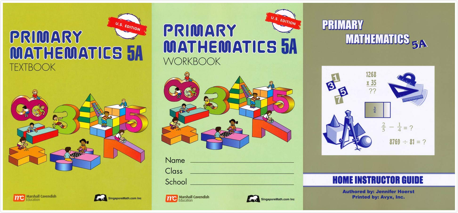 V Math Book Singapore Math: Primary Mathematics Level 5A Books Set (3 Books) - Tex ...