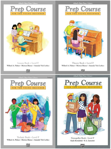 Alfred's Basic Piano Prep Course Level F Set (4 Books) - Lesson Book F, Theory Book F, Technic Book F, Notespeller Book F