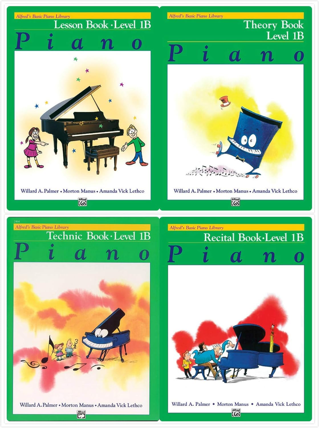 Alfred's Basic Piano Library: Level 1B Books Set (4 Books) - Lesson Book 1B, Theory Book 1B, Technic Book 1B, Recital Book 1B