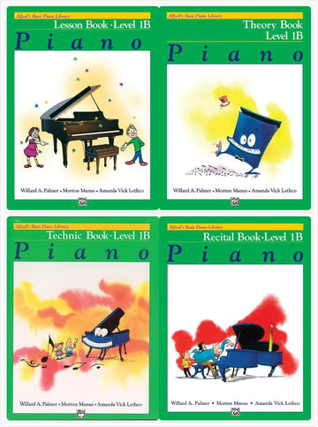 Alfred's Basic Piano Library: Level 1B Books Set (4 Books) - Lesson Book 1B, Theory Book 1B, Technic Book 1B, Recital Book 1B
