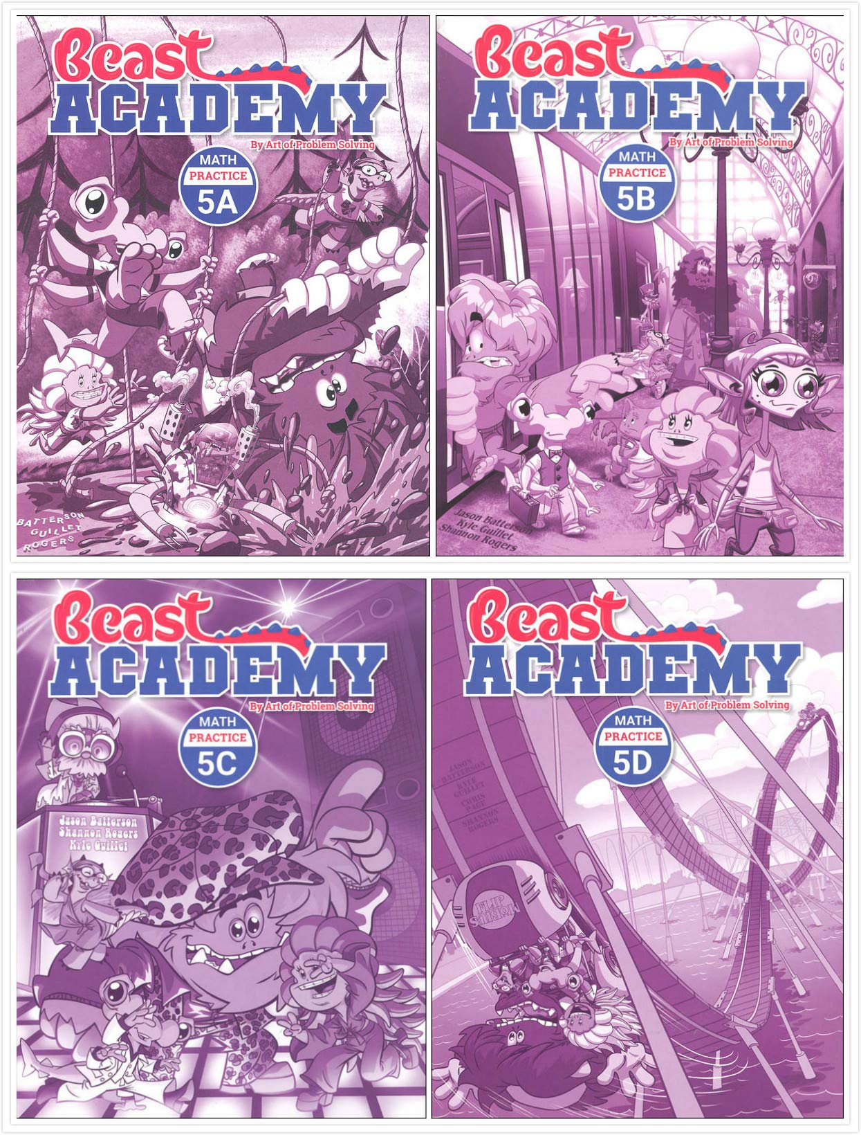 Art of Problem Solving: Beast Academy Grade 5 Practice Workbook Set (4 Books) - Practice 5A, 5B, 5C, 5D