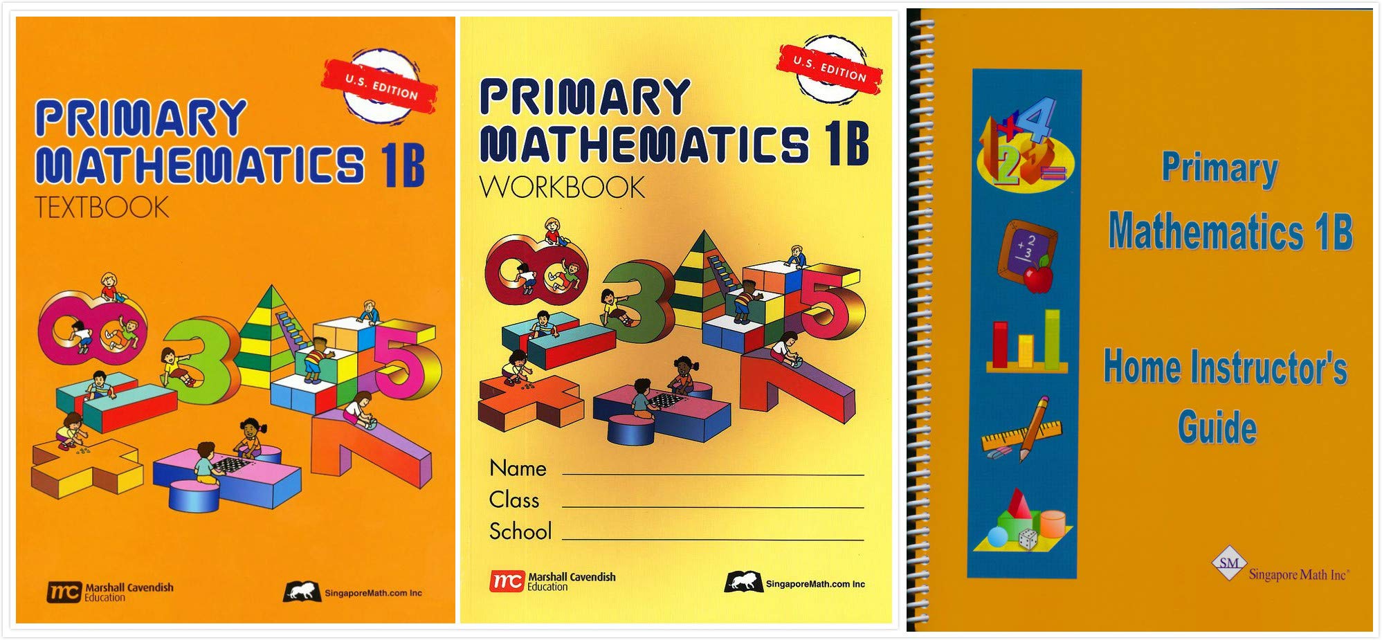 Singapore Math: Primary Mathematics Level 1B Books Set (3 Books) - Tex ...