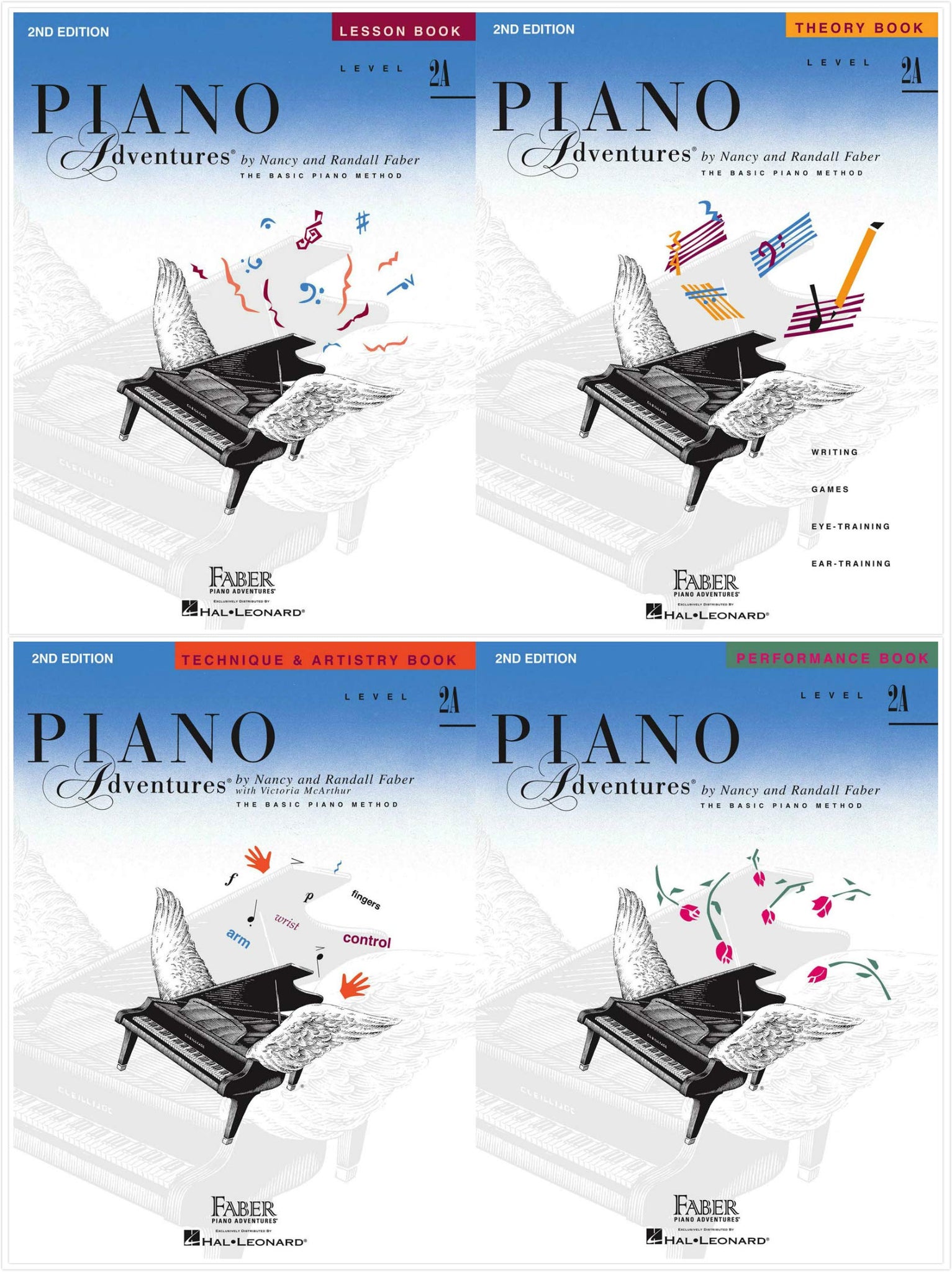 Faber Piano Adventures Level 2A Set (4 Books) 2nd Edition - Lesson, Theory, Technique & Artistry, Performance