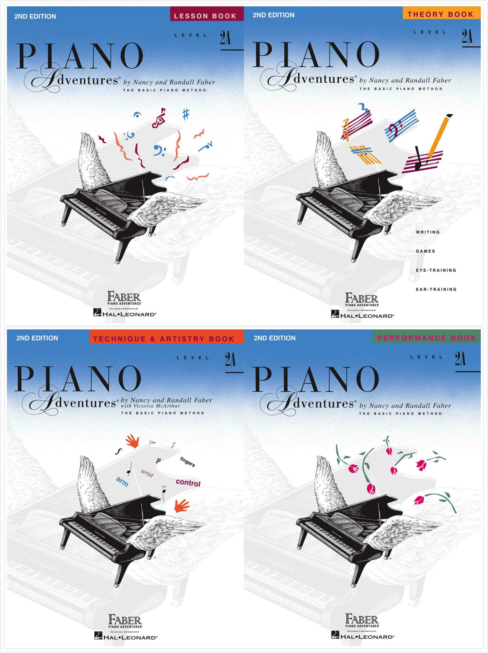 Faber Piano Adventures Level 2A Set (4 Books) 2nd Edition - Lesson, Theory, Technique & Artistry, Performance