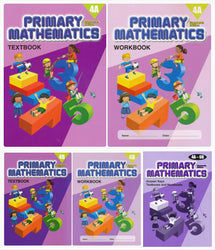 Singapore Primary Mathematics Grade 4 Kit + Answer Keys (5 Books) - Textbooks 4A and 4B, Workbooks 4A and 4B, and Answer Key 4A-6B (Standard Edition)