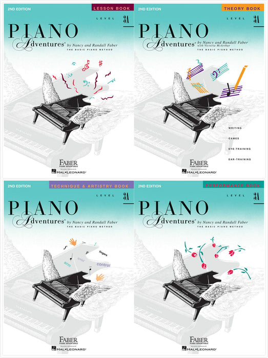 Faber Piano Adventures Level 3A Set (4 Books) 2nd Edition - Lesson, Theory, Technique & Artistry, Performance