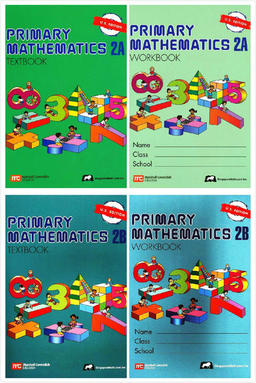 Singapore Math: Primary Mathematics Grade 2 Set (4 Books) - Textbooks 2A and 2B, Workbooks 2A and 2B (US Edition)