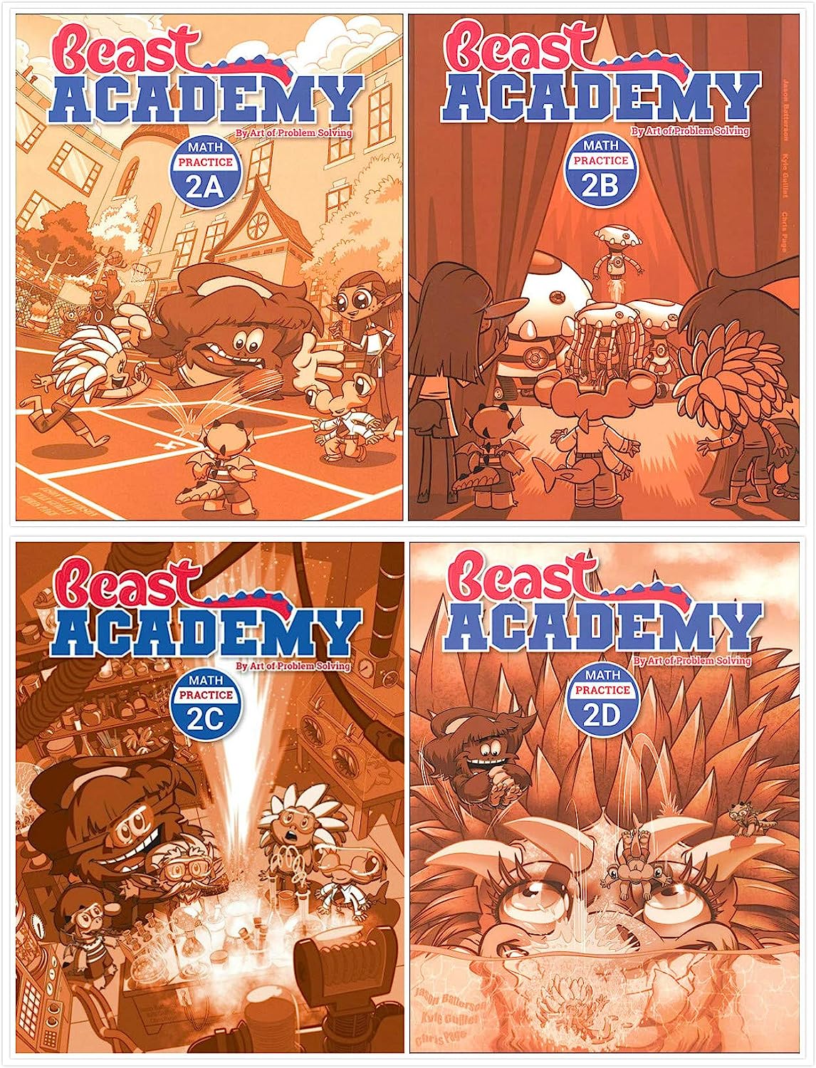 Art of Problem Solving: Beast Academy Grade 2 Practice Workbook Set (4 Books) - Practice 2A, 2B, 2C, 2D