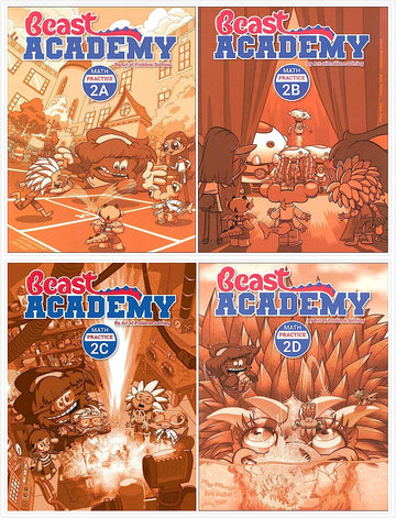 Art of Problem Solving: Beast Academy Grade 2 Practice Workbook Set (4 Books) - Practice 2A, 2B, 2C, 2D