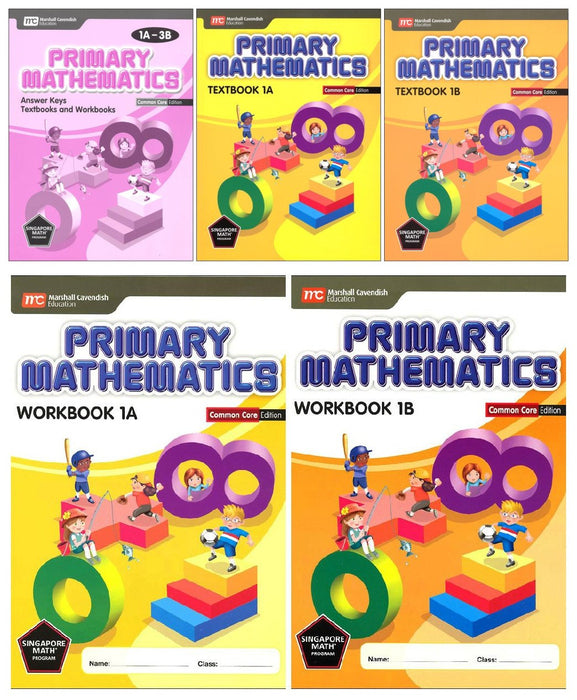 Singapore Primary Mathematics Level 1 KIT + Answer Booklet (Common Core Edition)--Textbooks 1A and 1B, Workbooks 1A and 1B and Answer Key Booklet