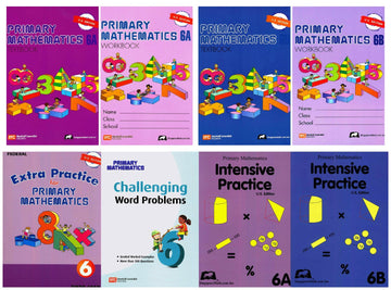 Singapore Math: Primary Mathematics Complete Grade 6 Set (8 Books): 2 Textbooks, 2 Workbooks, 2 Intensive Practice, Extra Practice and Challenging Word