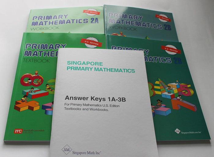 Singapore Primary Mathematics Level 2 KIT + Answer Booklet (US Edition)--Textbooks 2A and 2B, Workbooks 2A and 2B and Answer Key Booklet